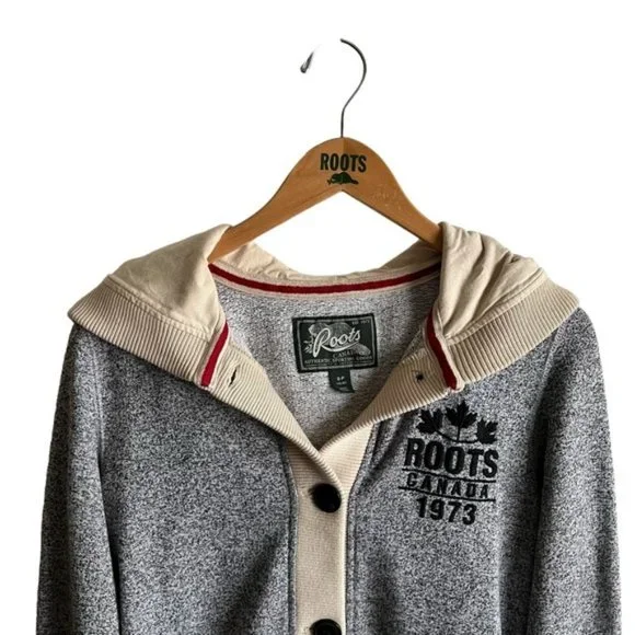 Roots Hoodie Size Small Gray Red Ivory Canada 1973 - Picture 2 of 9